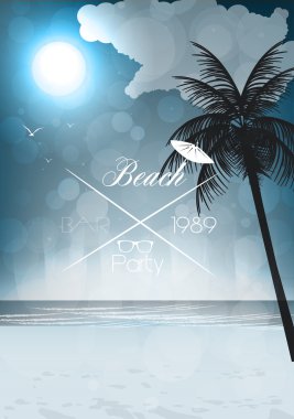 gece deniz görünümü parti poster - vektör çizim