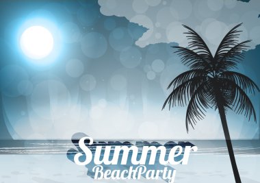 gece deniz görünümü parti poster - vektör çizim