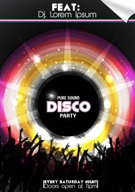 disko parti poster - vektör çizim