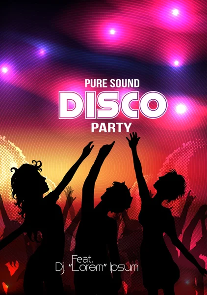 Disco partij poster - vectorillustratie — Stockvector