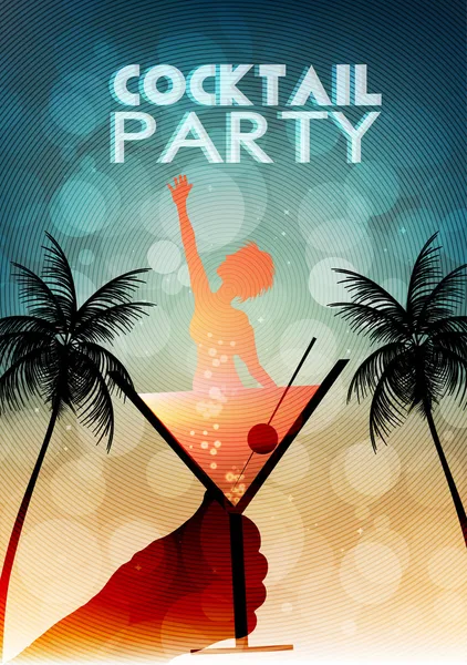 Cocktail Party Invitation Poster Template - Illustrazione vettoriale — Vettoriale Stock