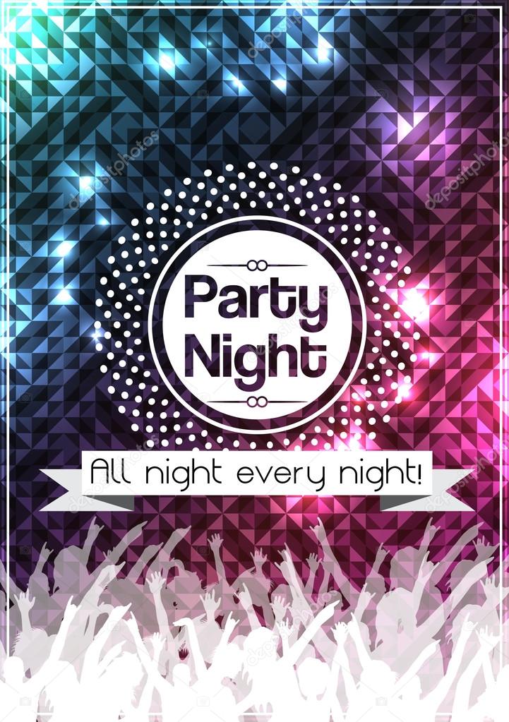 Party Night Poster Background Template - Vector Illustration