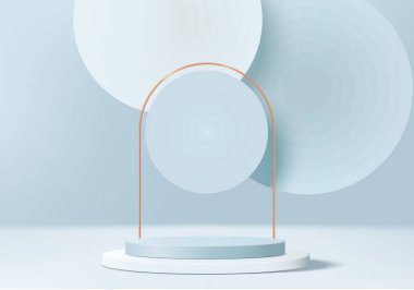 3d arkaplan ürünleri geometrik platformlu podyum sahnesini gösteriyor. 3d arkaplan vektörü podyum ile hazırlanıyor. Kozmetik ürünlerini gösteriyor. Mavi Stüdyo 'da sahne gösterisi