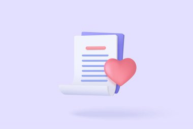 3d yer imi veya favori vektör simgesi konsepti. 3d beyaz pano görev yönetimi yapılacaklar listesi. Web sitesinde işaret sembolü okunuyor. Not defterine karşılık aşk içeriği. 3d vektör görüntüleme arkaplanda izole edildi