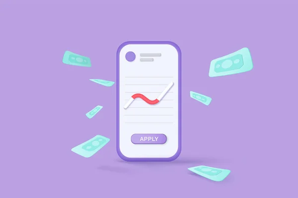 Vector Money Banknote Mobile Online Payment Payment Concept Trading Mobile — Stock vektor
