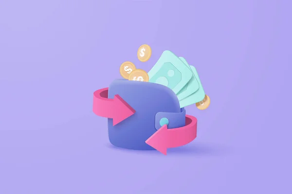 Vector Cashback Money Refund Icon Concept Money Holding Wallet Dollar — Stock vektor