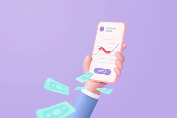 Vector Hand Holding Mobile Isolated Pastel Purple Background Hand Using — Stock vektor