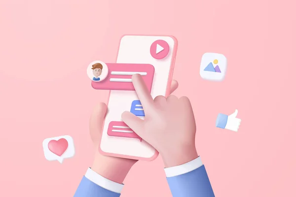 Vector Minimal Social Media Video Photo Gallery Mobile Hand Holding — Wektor stockowy