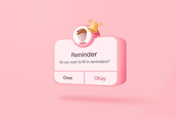 Reminder Calendar Pink Background Notifications Page Floating Elements Alert Business — Vetor de Stock