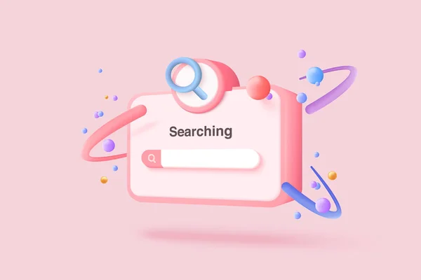 Minimal Search Bar Magnifying Glass Blank Search Bar Pink Background — Wektor stockowy