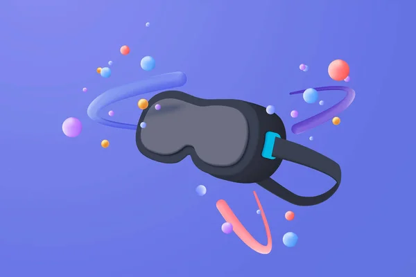 Metaverse Technology Future Concept Virtual Reality Headset Floating Objects Playing — Διανυσματικό Αρχείο