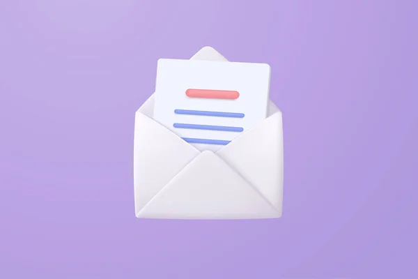 Mail Envelope Icon Notification New Message Purple Background Minimal Email — ストックベクタ