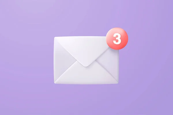 Mail Envelope Icon Notification New Message Purple Background Minimal Email — стоковый вектор
