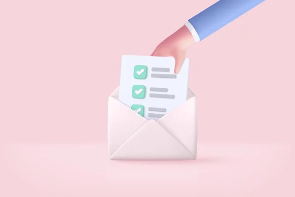 Mail Envelope Icon Task Management Todo Check List Hand Holding — ストックベクタ
