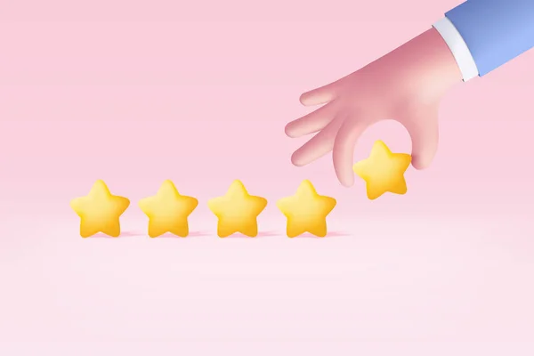 Hand Give Rating Five Stars Best Excellent Services Rating Satisfaction — Vetor de Stock