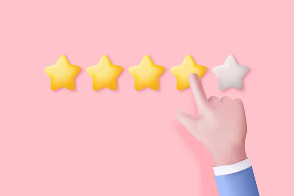 Hand Give Rating Five Stars Best Excellent Services Rating Satisfaction — Vetor de Stock