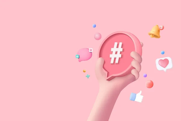 Hashtag Search Link Symbol Social Media Notification Icon Isolated Pink —  Vetores de Stock