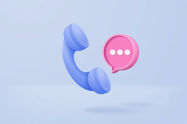 Minimal Call Phone Bubble Talk Blue Background Talking Service Support — Stock Vector