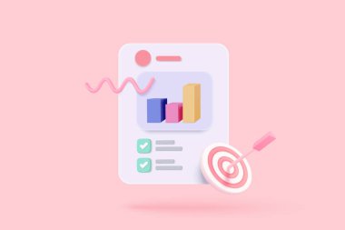Leadership for successful new idea. Excellent business graph on background. under creative solution concept in 3D vector render on pink background. 3d goal for business, bank, finance, investment