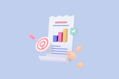 3d clipboard with business idea goals on project plan, fast progress, analytics icon. Business invoice bill expenses idea concept. 3d vector render arrow hit center of target on checklist clipboard