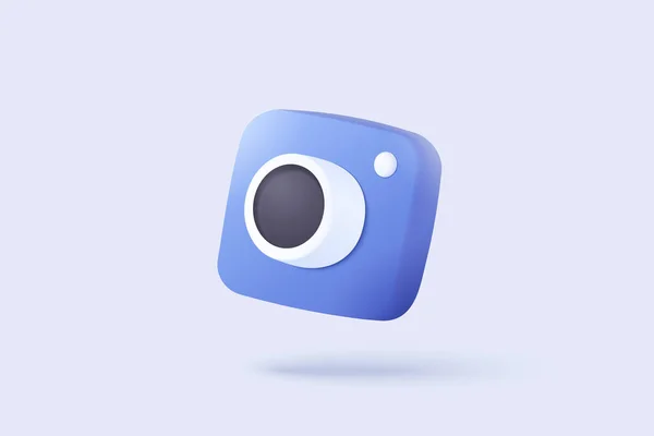 Minimal Photo Camera Lens Button Pastel Background Shadow Simple Snapshot — Stockvektor