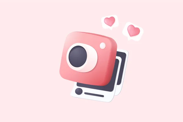 Minimal Photo Camera Frame Social Media Pastel Background Shadow Проста — стоковий вектор