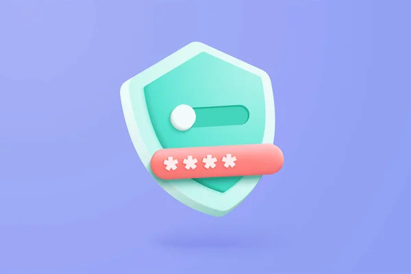 Shield Protection Password Secure Online Payment Purple Background Concept User — Image vectorielle