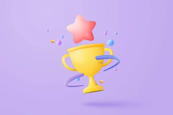 Winners Minimal Golden Cup Gold Winners Stars Objects Floating Gold — Stockvector