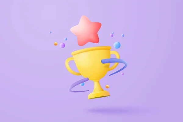 Winners Minimal Golden Cup Gold Winners Stars Objects Floating Gold —  Vetores de Stock