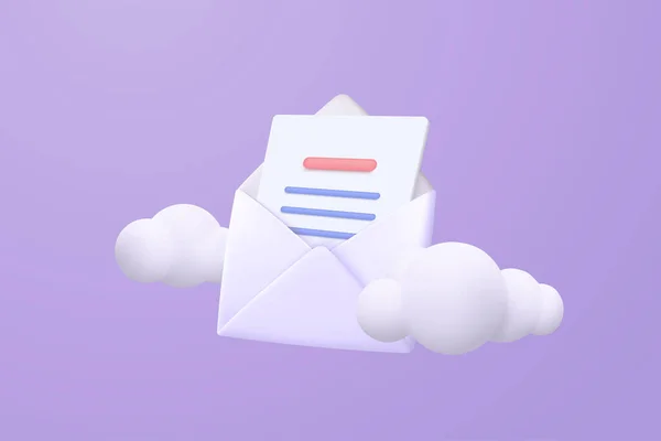 Mail Envelope Icon Notification New Message Blue Sky Cloud Background — ストックベクタ