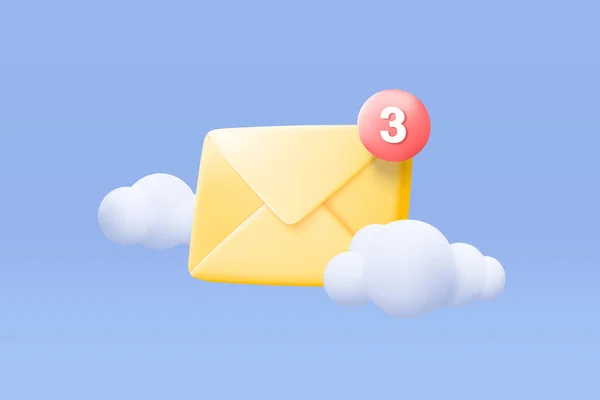 Mail Envelope Icon Notification New Message Blue Sky Cloud Background — Vetor de Stock