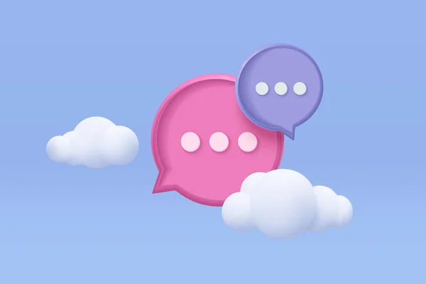 Speech Bubbles Symbol Social Media Icon Isolated Blue Sky Cloud — 图库矢量图片