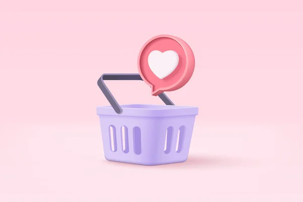 Shopping Bag Online Shopping Digital Marketing Concept Basket Minimal Icon —  Vetores de Stock