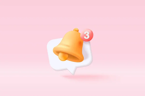 Minimal Notification Bell Icon Color Objects Floating Pastel Background New - Stok Vektor
