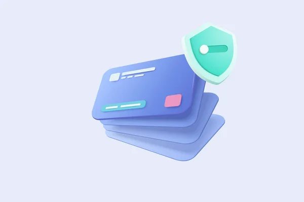 Shield Protection Icon Credit Card Online Payment White Background Concept — Vettoriale Stock