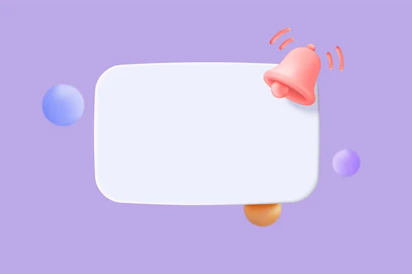 Minimal Notification Bell Icon Color Objects Floating Pastel Background New — Vetor de Stock