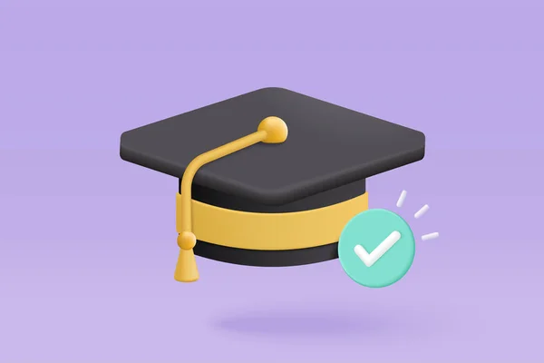 Graduation University College Student Concept Graduation Hat Diploma Cartoon Style — Image vectorielle