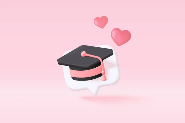 Graduation University College Student Concept Graduation Hat Diploma Cartoon Style — Vettoriale Stock