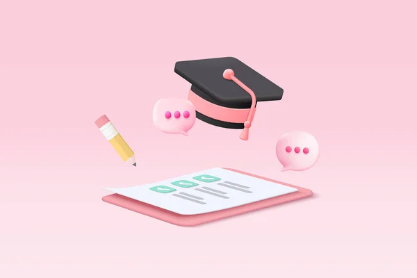 Graduation University College Student Concept Graduation Hat Diploma Cartoon Style — ストックベクタ