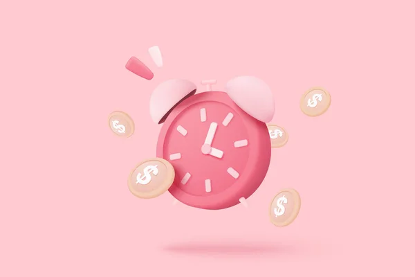Alarm Clock Investing Money Grow Time Concept Business Investments Earnings — Stock Vector
