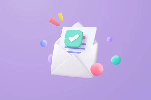 Mail Envelope Icon Notification New Message Purple Background Minimal Email — ストックベクタ