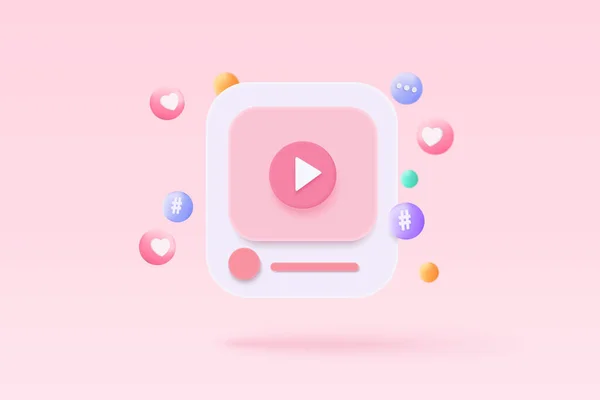Social Media Live Streaming Emotion Frame Pink Background Social Media —  Vetores de Stock