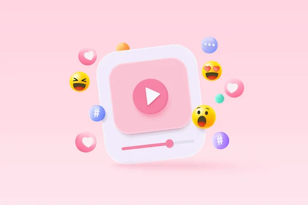 Social Media Live Streaming Emotion Frame Pink Background Social Media - Stok Vektor