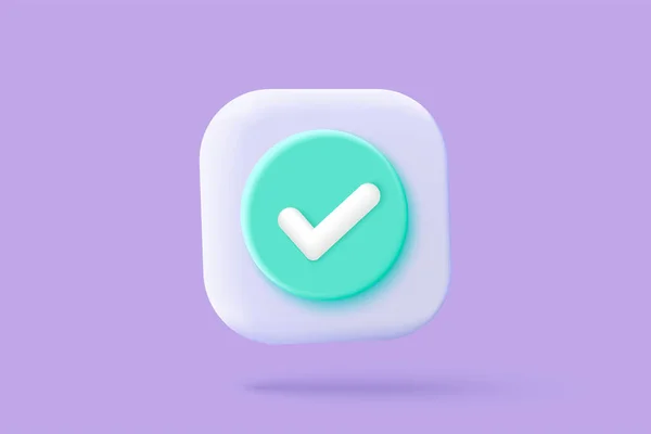Check Mark Icon Isolated Purple Background Check List Button Best — Stockvektor