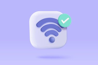 İnternet üzerinden 3D kablosuz bağlantı ve paylaşım ağı. Dijital ve çevrimiçi yayın için sıcak nokta erişim noktası. Wi-Fi ile yayın alanı. 3d kablosuz sinyal simgesi oluşturma vektörü çizimi