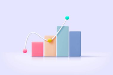 Başarılı yeni fikrin liderliği. yaratıcı çözüm konsepti altında beyaz arkaplanda 3 boyutlu vektör canlandırması. İş, banka ve finans için 3D hedef. 3d yatırım grafiği vektör çizimi illüstrasyonu