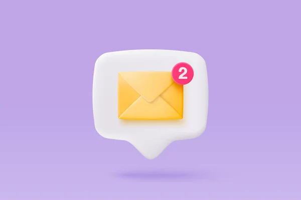 Mail Umschlag Symbol Mit Benachrichtigung Neue Nachricht Auf Violettem Hintergrund — Stockvektor