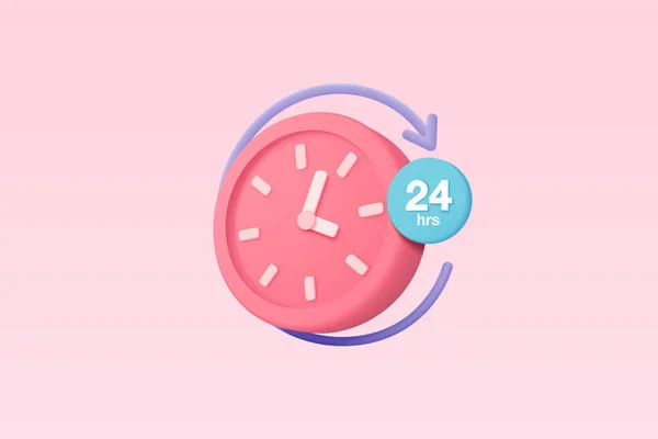 Wekker Uur Pictogram Voor Snelheid Levering Concept Pink Horloge Minimale — Stockvector