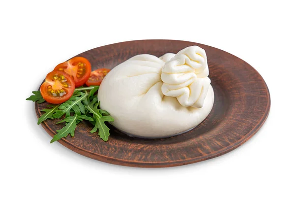 Homemade Burrata Italian Cow Milk Cheese Made Mozzarella Cream Soft — Stock Photo, Image