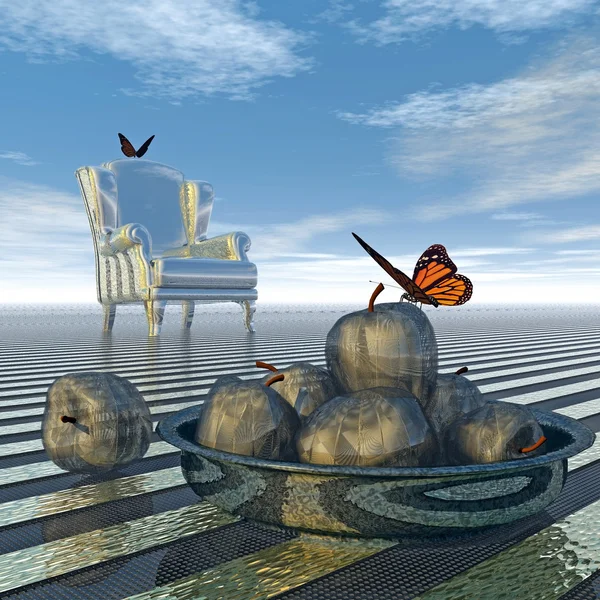 Butterflies meet at the armchairs — Stock Photo, Image
